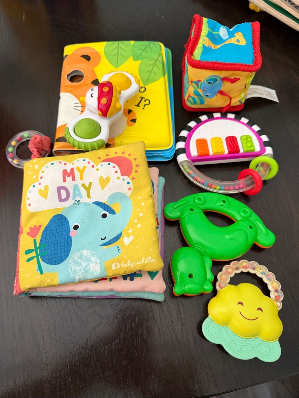 "My Day" Yellow Elephant Soft Cloth Baby Book and Toy Set